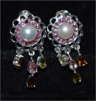 Sterling Silver Earrings w/ Semi Precious Stones,