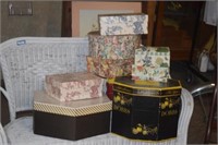 Decorator Boxes, Two Vtg Hat Boxes, and