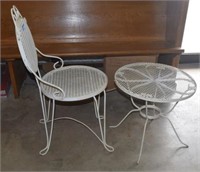 Metal White Painted Patio Table and Chair