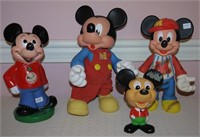 4 Items - 2 Mickey Mouse Plastic Dolls 13", 12
