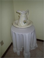 Wash basin, pitcher and stand