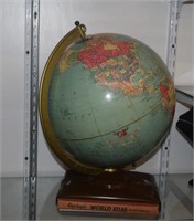 Vtg Replogle Globe w/ World Atlas Book Base