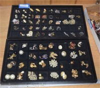 Two Trays of Vtg Costume Jewelry w/ Pair of