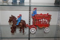 Hand Painted Cast Iron Circus Polar Bear Wagon