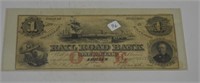 1853 One Dollar Bank Note: