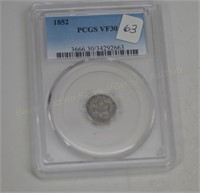 1852 slab Three Cent Silver PCGS  VF30