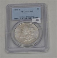 1879s slab Morgan Silver Dollar PCGS  MS63