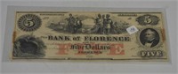 1800's Five Dollar Bank of Florence Nebraska