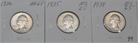 (3) Hi Grade Washington Silver Quarters