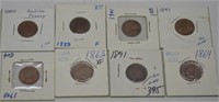 (8) Indian Head Cents:1863,64,80,83,91,93,01,03