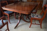 Duncan Phyfe Dining Table w/ Brass Paw Feet