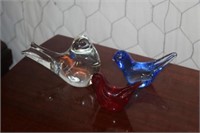 Three Art Glass Bird Paperweights