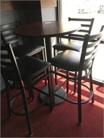 Round High Top Table & 4 Chairs