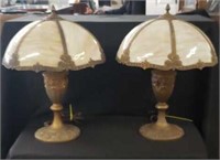 Antique Super Rare Pair of Signed  "Miller" Lamps