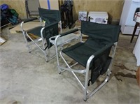 Pair Folding Aluminum Chairs with Side Trays