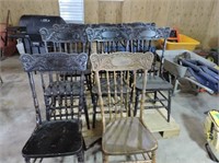 Set of Eight Matching Antique Press back Chairs