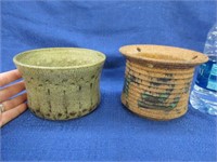2 handmade pottery planters (4in tall)