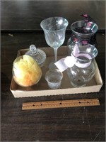 Glassware Lot - Vases, Candy Dish, Etc