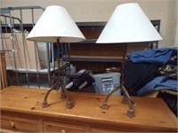 Two Matching Wrought Iron Table Lamp