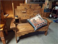 Solid Wood Kokopelli Bench Southwest Style W/