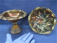 imperial glass candy dish & other carnival bowl