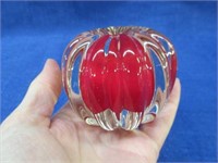 red & clear glass paperweight (unmarked)