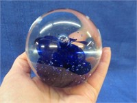glass paperweight - blue (unmarked)