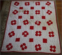 Quilt - Red Poppy Applique, Polyester & Muslin,