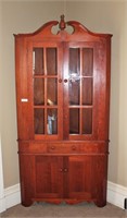 Campbellsville Cherry Corner Cupboard w/12 light