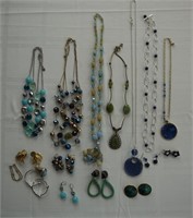 Assorted blues and greens sets - beads, earrings,