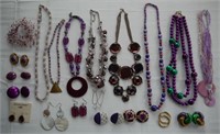 Assorted purple sets - earrings, necklaces