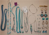 Assorted turquoise colored sets - gold and silver