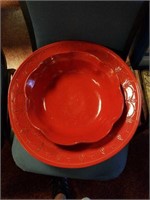 Two red bowls
