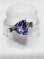 3-MM $4000 14K Tanzanite Diamond Ring