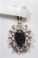 15-MM $700 14K Sapphire Diamond Pendant