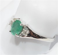 14-MM $1199 10K Emerald Diamond Ring