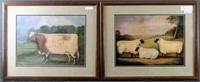 Folk Art Framed Sheep & Cow - Super Cool!