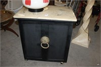 ORENTIAL STYLE ROLLING CABINET WITH MARBLE TOP