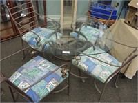 WROUGHT IRON AND GLASS TABLE & CHAIR SET