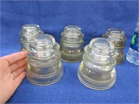 5 old clear insulators (hemingray & armstrong)