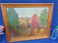 signed fall landscape painting by m. hanna