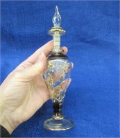 hand blown 8in tall perfume bottle - nice