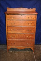 Antique Five-Drawer Wood Dresser