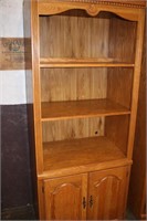 Lighted Wood Bookcase with Double Doors