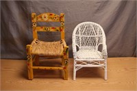 Doll Furniture - Wicker Chair & Thrush Seat Chair