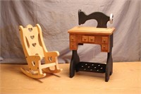 Doll Furniture - Tiny Sewing Machine Rocking Chair