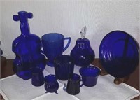 Cobalt blue glass items, Apple, Bowl, violin