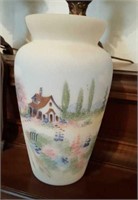 Fenton hand painted satin vase