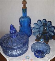 Blue Glass covered candy, Wheaton violin