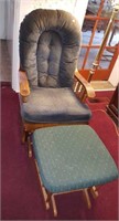 Glider and footstool, mismatched upholstery